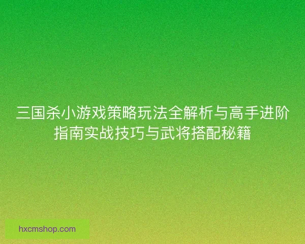 三国杀小游戏策略玩法全解析与高手进阶指南实战技巧与武将搭配秘籍